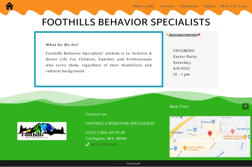 Website of Foothills Behavior